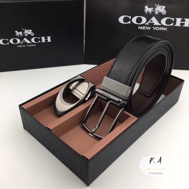 f-a-ของแท้-100-coach-64095-เข็มขัดผู้ชายใหม่-หนังวัวสองสี-ใช้สองด้าน-หัวเข็มขัดคู่-ความยาวสามารถปรับแต่งได้