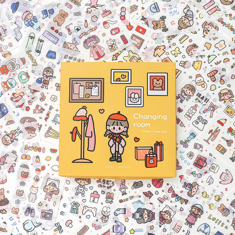 สติกเกอร์-สติ๊กเกอร์ไดคัท-pet-น่ารัก-คิ้วๆ-สติกอร์คละลาย-1-กล่อง-ได้ถึง-100-แผ่น-สตอเกอร์น่ารัก-สินค้าพร้อมส่งในไทย