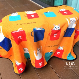 ผ้าห่ม/ผ้าคลุมแมวญี่ปุ่นในถ้วย สีส้ม