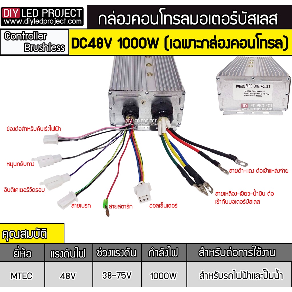 กล่องคอนโทรลมอเตอร์บัสเลส-1000w-48v