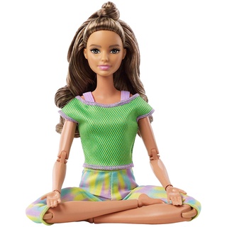 Barbie Made to Move Doll GXF05  ตุ๊กตาบาร์บี้ แฮนด์เมด GXF05 พร้อมข้อต่อ 22 ชิ้น และผมยาวหยักศก
