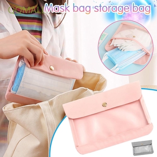 สินค้า QQMALL Home Mask Storage Bag Washable Handbag Saves To Box Masks Bag Clip Travel Universal Waterproof Transparent Cosmetic Bag Dustproof Portable Organizer Case/Multicolor