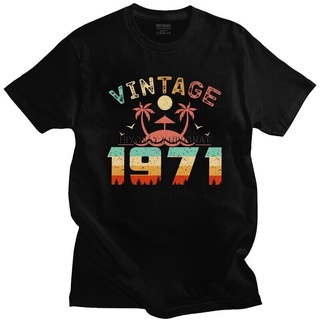 เสื้อยืดโอเวอร์ไซส์เสื้อยืดแฟชั่น สไตล์วินเทจ 1971 50Th 50 ปีS-3XL