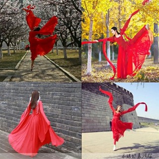 🔥Hot sale~ สีแดงและสีขาวเครื่องแต่งกายเต้นรำเครื่องแต่งกายผู้หญิง hanfu เสื้อตัวใหญ่แขนกว้างไหลกระโปรงนางฟ้าปลาตัวใหญ่ต