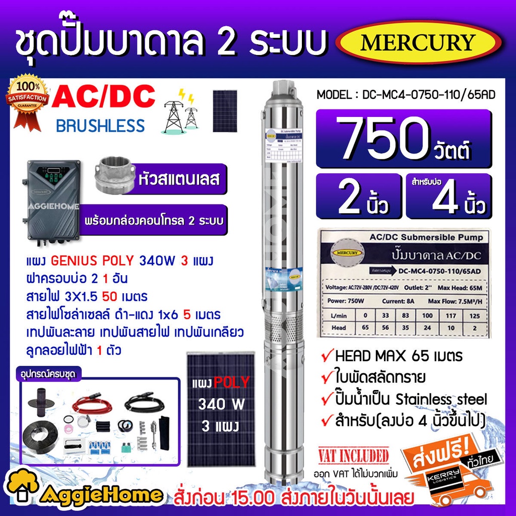 mercury-set-ปั๊มบาดาล-รุ่น-dc-mc4-0750-110-65ad-750วัตต์-2ระบบ-ac-dc-ท่อออก2นิ้ว-แผง-genius-poly-340วัตต์-3แผง-พร้อมอุปกรณ