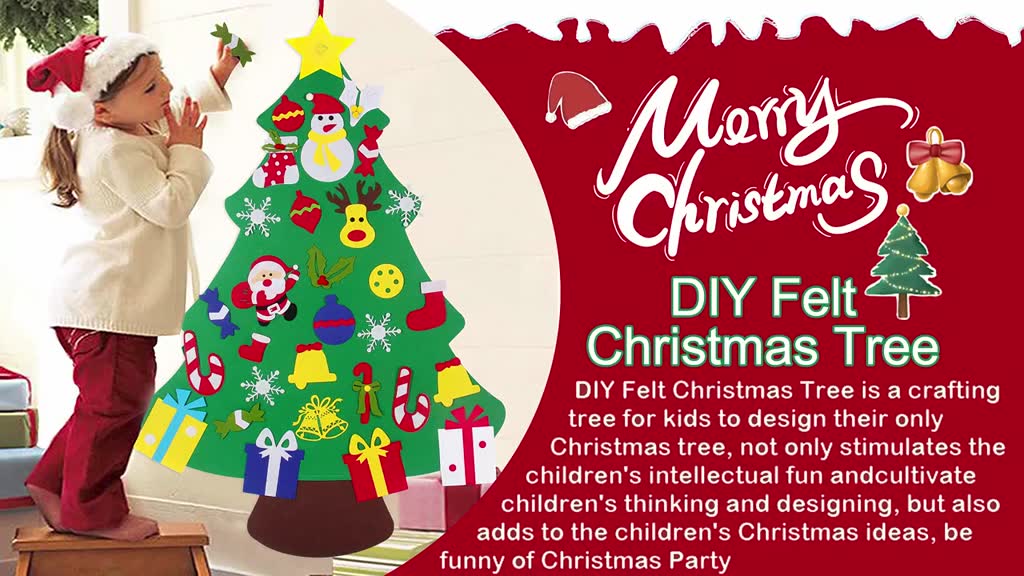 พร้อมส่ง-ต้นคริสต์มาส-ของเล่น-แขวนผนังต้นคริสต์มาส-พร้อมเครื่องประดับ-32-ชิ้น-ตกแต่งคริสมาส-diy-3d-felt-christmas-tree