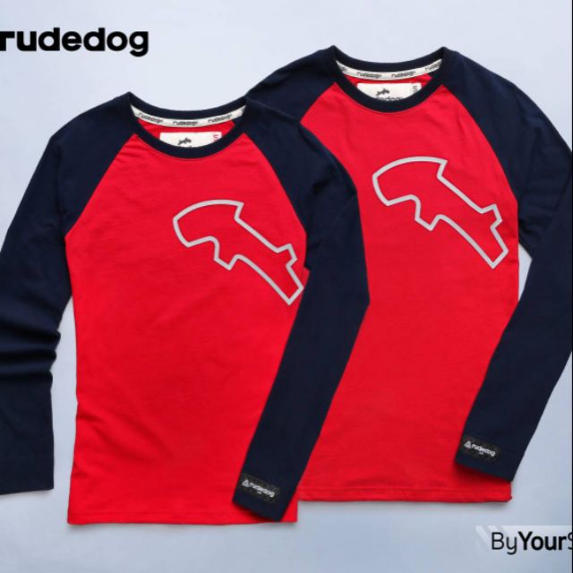 rudedog-เสื้อยืด-รุ่น-by-your-side-สีแดงแขนดำ