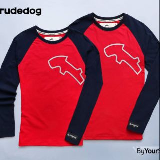 Rudedog เสื้อยืด รุ่น By Your Side สีแดงแขนดำ