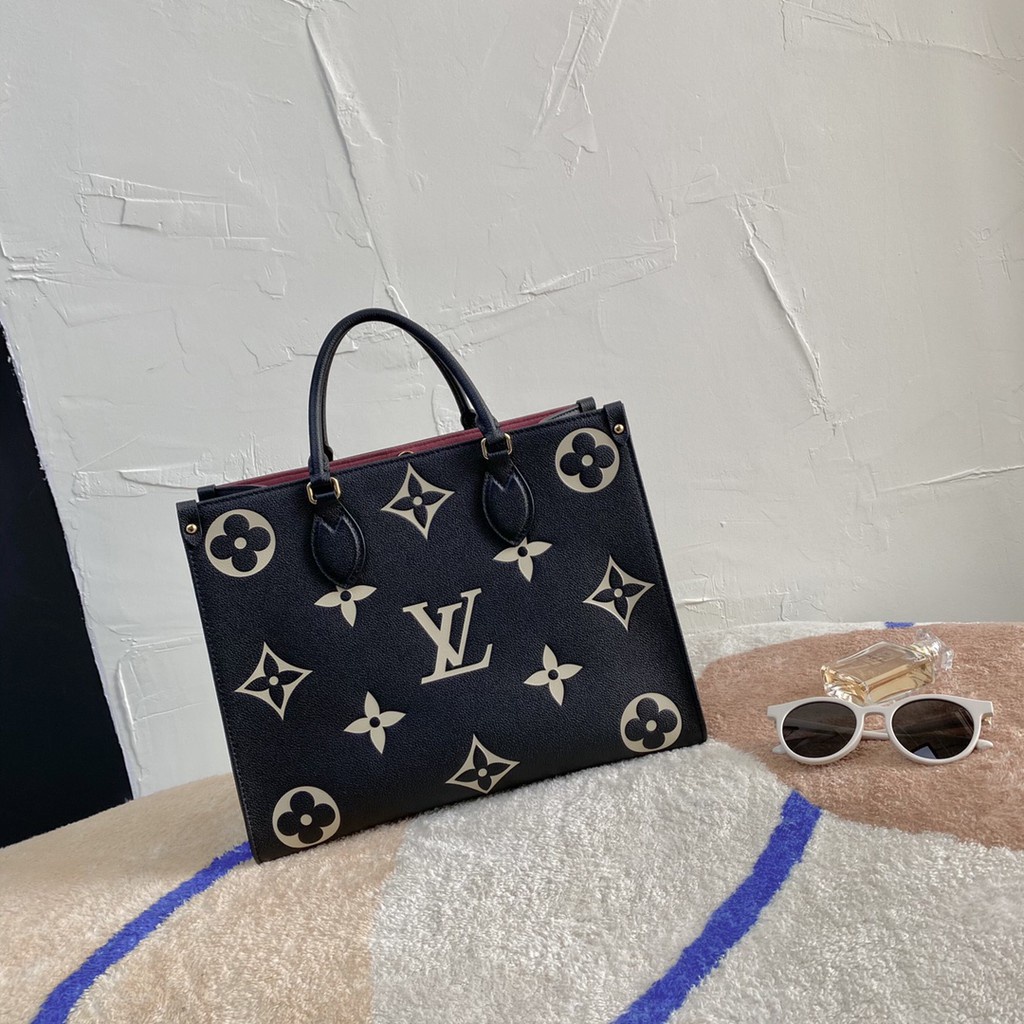 พรี-lv-louis-vuitton-m45607-onthego-tote-กระเป๋าถือหนังแท้กระเป๋าหิ้วกระเป๋าแฟชั่นแบรนด์เนน-กระเป๋าหิ้ว