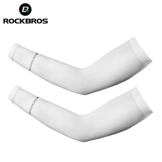 Rockbros ปลอกแขน ผ้าเรยอน กันแดด ป้องกันรังสียูวี สีขาว สําหรับเล่นกีฬา ตกปลา บาสเก็ตบอล วอลเลย์บอล