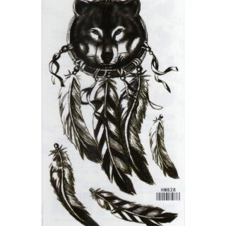 Tattoo ลาย หมาป่า Fox ขนนก Feather แท็ททู สติกเกอร์