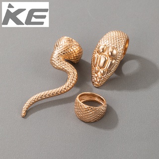 Mens and womens alloy snake-shaped combination ring Hip-hop punk exaggerated ring 3-piece se