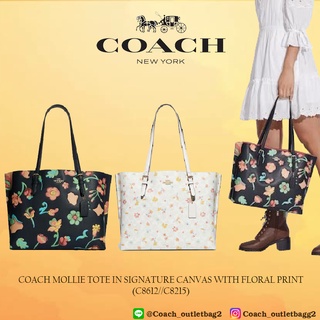 COACH MOLLIE TOTE IN SIGNATURE CANVAS WITH FLORAL PRINT