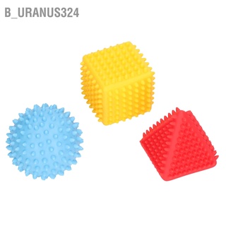 B_uranus324 3Pcs Sensory Balls Squared Round Triangular Developing Motor Skills Vision Development Safe Baby Ball Set for 6 Months