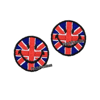 ไอคอนยิ้ม ธงอังกฤษ  ไซส์เล็ก - ตัวรีด (Size S) ตัวรีดติดเสื้อ