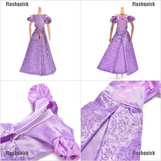 ชุดเดรส Princess flashquick 1 ชิ้นสีม่วงสำหรับตุ๊กตาบาร์บี้