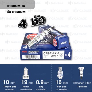 NGK หัวเทียนขั้ว Iridium CR9EHIX-9 4 หัว ใช้สำหรับรถยนต์มอเตอร์ไซค์ Honda CBR650 CB650F Made in Japan#414