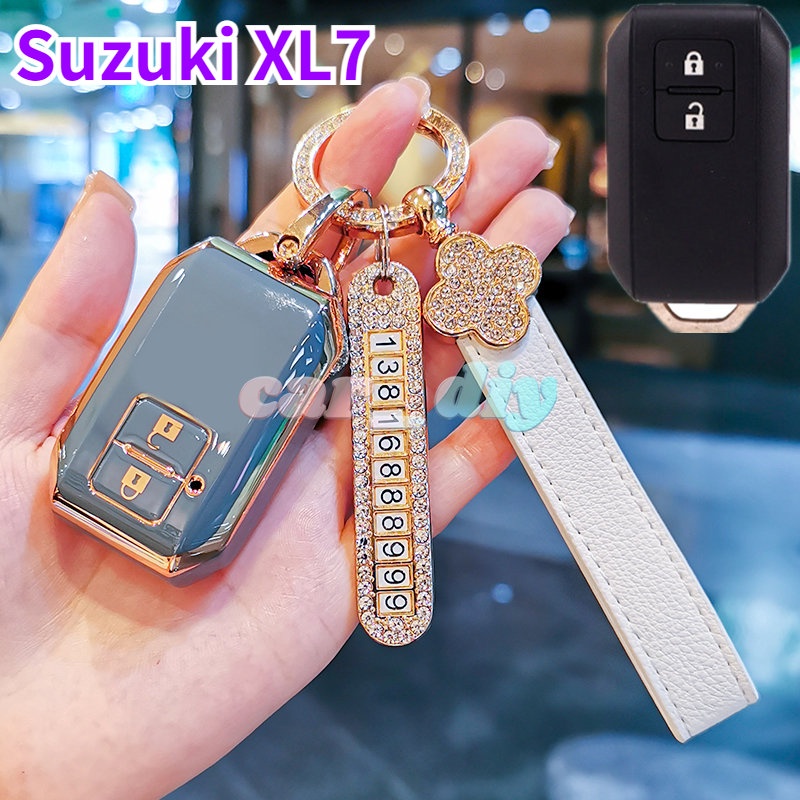 เคสกุญแจรีโมตรถยนต์-tpu-แบบนิ่ม-2-ปุ่ม-พร้อมพวงกุญแจ-สําหรับ-suzuki-xl7-ertiga-swift-2017-wagon