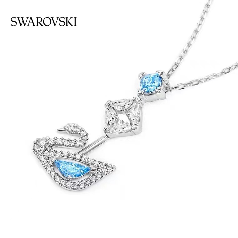 จัดส่งด่วนทั่วไทย-swarovski-สร้อยคอ-lady-blue-swan-ชุบทอง-เครื่องประดับแท้-100-คริสตัลแฟชั่นของขวัญวันหยุด