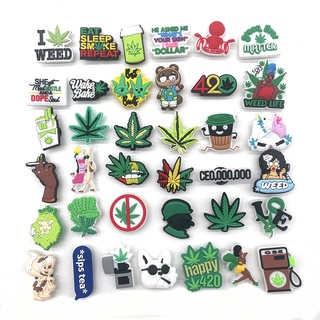 การ์ตูนพืช Jibits Crocks สําหรับผู้หญิง Cannabis Jibitz Charm Weed Leaf Croc Jibbits รองเท้าอุปกรณ์เสริมเสน่ห์รองเท้า Pins ตกแต่ง