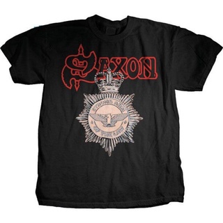 Wanyg เสื้อยืดแขนสั้น พิมพ์ลาย Saxon Strong Arm Of The Law สีดํา เหมาะกับของขวัญวันเกิด สไตล์คลาสสิก สําหรับผู้ชายสามารถ