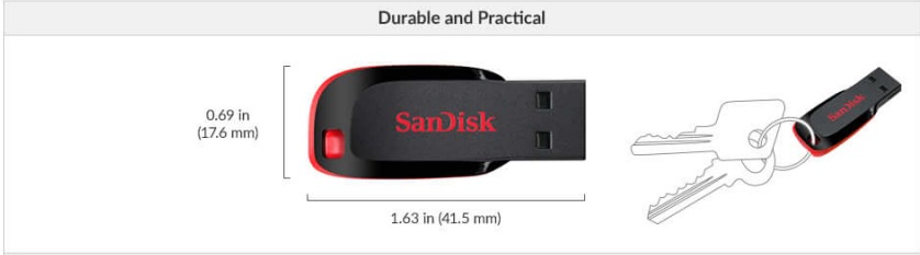 คำอธิบายเพิ่มเติมเกี่ยวกับ SanDisk CRUZER BLADE USB แฟลชไดร์ฟ 16GB Blue, USB2.0 (SDCZ50C-016G-B35BE)