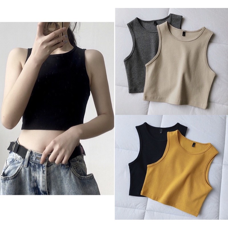 ภาพหน้าปกสินค้าCroptop 30สี  เสื้อครอปแขนกุด เนื้อผ้าเกรดดี