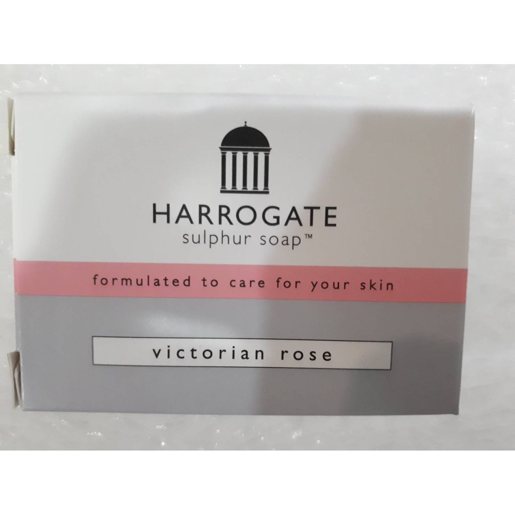 harrogate-sulphur-soap-victorian-rose-50-กรัม-สบู่ฮาโรเกต-กลิ่นกุหลาบ-สบู่ลดสิว-สำหรับผิวมัน-เป็นสิว-ผิวแพ้ง่าย