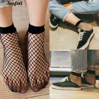 สินค้า ถุงเท้าสตรี Ruffle Fishnet ข้อเท้าถุงเท้าสูงลูกไม้ตาข่ายสุทธิ Net Short Socks