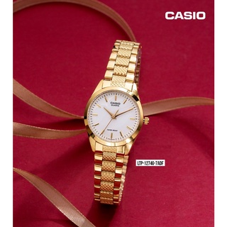 นาฬิกา Casio รุ่น LTP-1274G-7A นาฬิกาข้อมือผู้หญิง สายสแตนเลสสีทอง หน้าปัดขาว ของแท้100% ประกันศูนย์ CMG 1 ปี