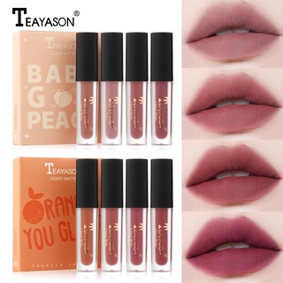 สินค้า Teayason® Hot Sale Set Box Velvet Matte Lip Glaze Female Orange Color Skin Tone Waterproof Non-stick Cup Lasting Student Women Beauty Makeup