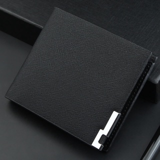 กระเป๋าสตางค์เกาหลีแบบบาง mens genuine leather wallet กระเป๋าสตางค์ใบสั้นผ้าผู้ชายหนังวัวแท้▶ซิปรอบ+ใบเล็ก