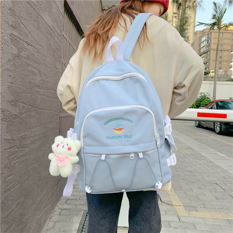 พร้อมส่ง-กระเป๋าเป้สะพายหลัง-กระเป๋านักเรียน-จุของได้เยอะ-เรียบง่าย-แฟชั่นสําหรับผู้หญิง-50