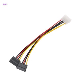 Dou Molex 4Pin Male To 2X Serial Ata 15Pin Female Y อะแดปเตอร์แยกสายเคเบิ้ลพลังงาน Ata 15ซม.