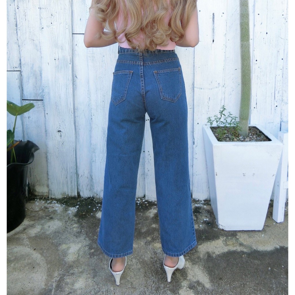 cc-jeans-194-กางเกงยีนส์ผู้หญิง-ทรงขาบาน-ปลายขากว้าง-เอวสูง-ขอบใหญ่-2-กระดุม