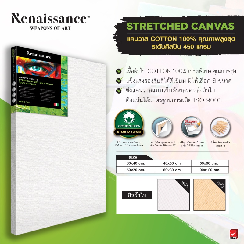 renaissance-เฟรมผ้าใบวาดรูป-แคนวาส-450g-จำนวน-1-ชิ้น