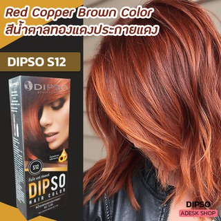 ดิ๊พโซ่ S12 สีน้ำตาลทองแดงประกายแดง สีย้อมผม ครีมเปลี่ยนสีผม ราคาถูก Dipso S12 Red Copper Brown