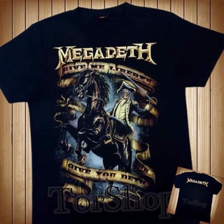 เสื้อยืดโอเวอร์ไซส์ส่งฟรี RockYeah &amp; HotRock T Shirt 3D เสื้อวง MEGADETH สกรีนคมชัดHD (ไซส์ยุโรป) เสื้อยืดดำ เสื้อวินเทจ