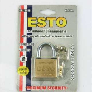 ESTO กุญแจ กุญแจล็อคประตู ขนาด 40mm. ทองเหลือง ระบบลูกปืน มียางกันน้ำ#46 รุ่น ET-1284-B solo SOLEX