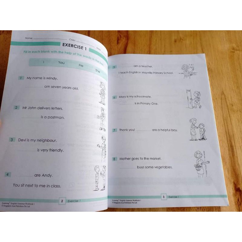 new-หนังสือแบบฝึกหัด-singapore-learning-english-grammar-6-books-set-sapeducation