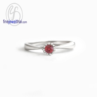 Finejewelthai-แหวนทับทิม-ทับทิม-แหวนพลอย-แหวนเงินแท้-พลอยประจำเดือนเกิด-Ruby-Silver-Ring-Birthstone-R1377rb