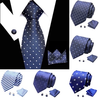 ภาพหน้าปกสินค้าเนคไท Tie Set Silk Jacquard Necktie Wedding Business Handkerchief Cufflinks Tie มี 3 ชิ้น (เนคไท+ผ้าเช็ค+กระดุมแขนเสื้อ) ซึ่งคุณอาจชอบราคาและรีวิวของสินค้านี้