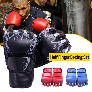 ภาพขนาดย่อของภาพหน้าปกสินค้านวมชกมวย นวมMMA Boxing Gloves ถุงมือชกมวย แบบตัดปลายนิ้ว อุปกรณ์ลดการบาดเจ็บ จากร้าน sportsman_life บน Shopee