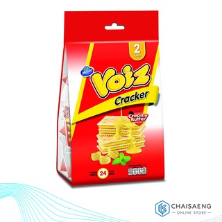 Voiz Crackers Creamy Butter ขนมแครกเกอร์สอดไส้ครีมกลิ่นครีมมี่บัตเตอร์ ตรา วอยซ์ 8 กรัม x24 ซอง