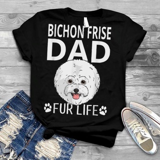 เสื้อยืด พิมพ์ลาย Bichon Frise Dad Fur Life Dog Fathers Day เหมาะกับของขวัญวันพ่อ สําหรับผู้ชาย
