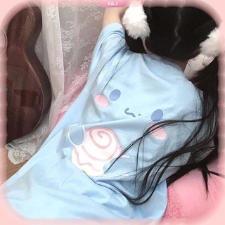 เสื้อยืดแขนสั้น พิมพ์ลายการ์ตูนสุนัข Cinnamoroll น่ารักมาก สีขาว สไตล์ญี่ปุ่น สําหรับผู้หญิง