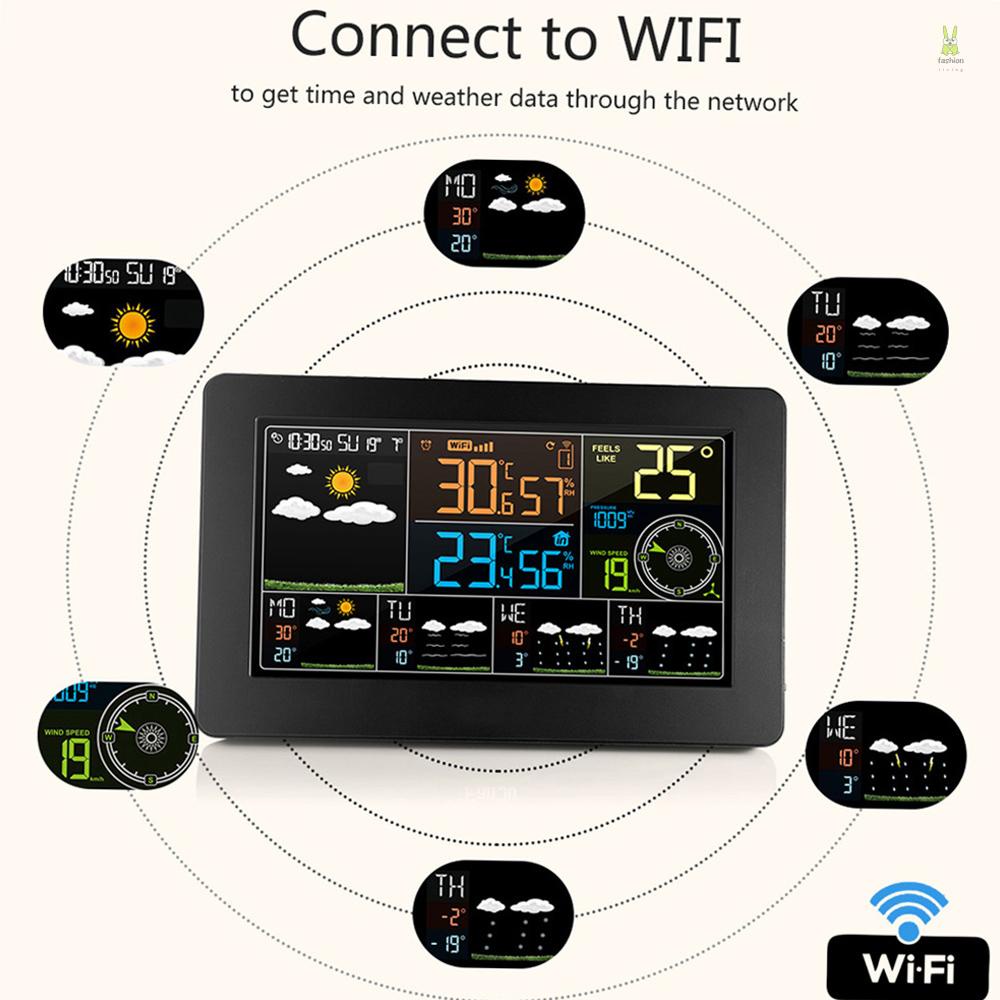 flt-นาฬิกาดิจิทัล-wifi-อเนกประสงค์-ควบคุมอุณหภูมิ-ความชื้น-และสภาพอากาศ-พร้อมเซ็นเซอร์กลางแจ้ง