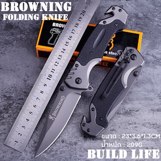 BROWNING FOLDING KNIFE มีดพับ 23CM 440C มีระบบดีดใบมีด มีดเดินป่า มีดป้องกันตัว เครื่องมือการอยู่รอด EDC แบบบพกพา