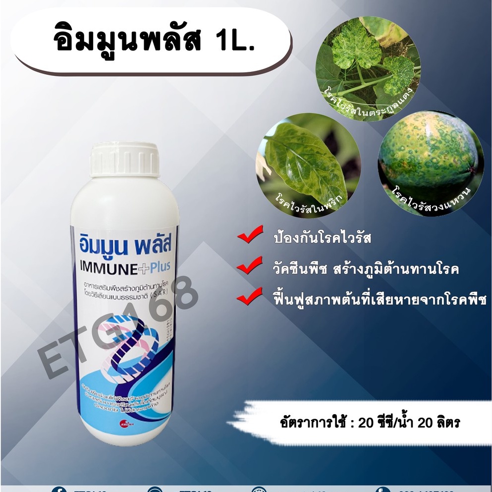 อิมมูนพลัส-1l-วัคซีนพืช-ป้องกันและรักษาโรคพืช-เชื้อรา-แบคทีเรีย-ไวรัส-โรคพืช