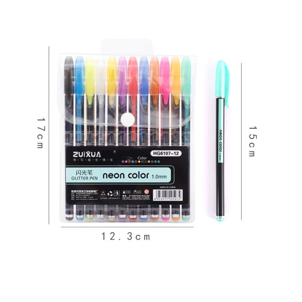 ภาพสินค้าปากกาสี12 สี 12 แท่ง สะท้อนแสง มี12สี ปากกา ปากกา เครื่องเขียน อุปกรณ์การเรียน ปากกาเจล ปากกากากเพชร จากร้าน moomoostationery บน Shopee ภาพที่ 4